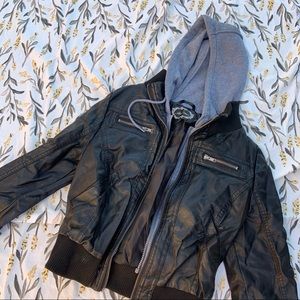 Double layer faux leather jacket